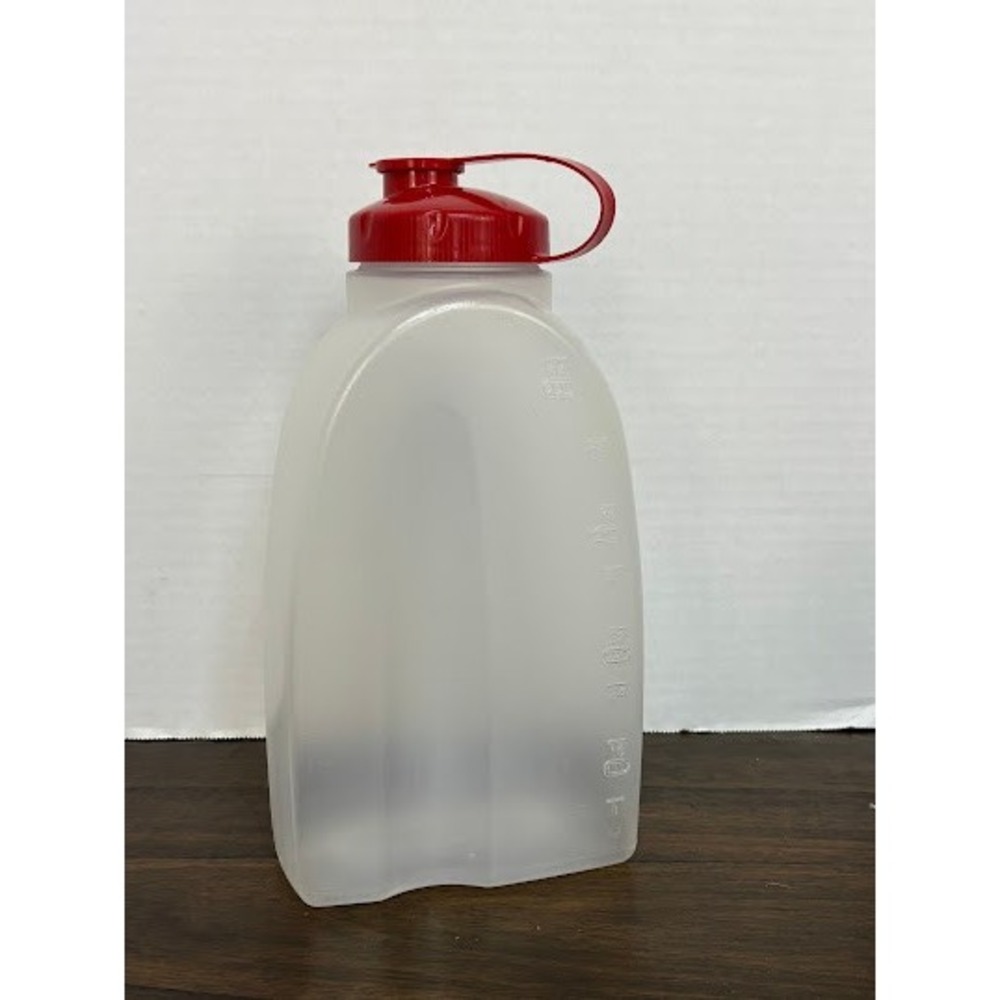 Vintage Rubbermaid 2 Quart Mix & Serve Pitcher Translucent Red Flip Top Lid USA